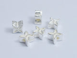4pcs 925 Sterling Silver Beads, 6.5x6.5mm Four Pointed Star-BeadBasic