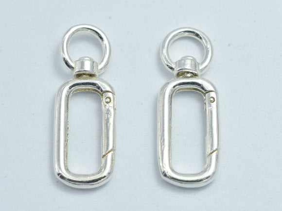 1pc 925 Sterling Silver Swivel Clasp, Spring Gate Rectangle Clasp 21x7.5mm-BeadBasic
