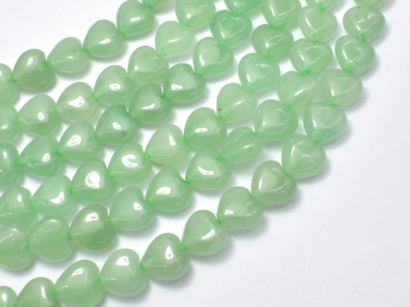 Green Aventurine 10mm Heart Beads, 15.5 Inch