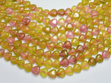 Jade - Yellow Pink 12mm Heart Beads-BeadBasic