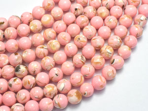 Shell Howlite-Pink, with Trochus Shell, 8mm (8.5mm)-BeadBasic