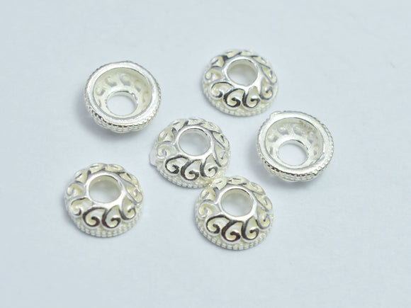 10pcs 925 Sterling Silver Bead Caps, 6x2.1mm-BeadBasic