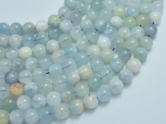 Aquamarine Beads, 8mm (8.3mm) Round Beads-BeadBasic