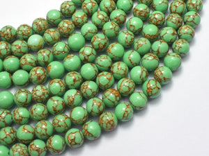 Howlite Turquoise - Green with Gold Line, 8mm (8.3mm)-BeadBasic