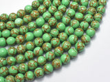 Howlite Turquoise - Green with Gold Line, 8mm (8.3mm)-BeadBasic