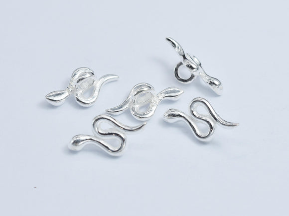 2pcs 925 Sterling Silver Snake Charms, 12x7mm