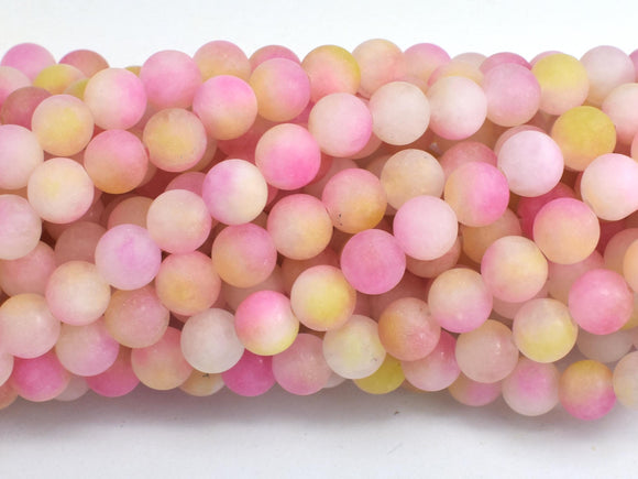 Matte Jade - Pink & Yellow, 6mm Round-BeadBasic