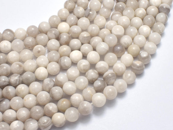 White Crazy Lace Agate, 6mm Round