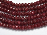 Jade -Ruby 3x4mm Faceted Rondelle, 14 Inch-BeadBasic