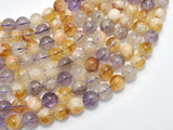 Amethyst, Citrine, 8mm Round Beads, 15 Inch-BeadBasic