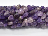 Amethyst 10mm Heart Beads, 15 Inch-BeadBasic