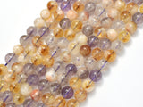 Amethyst, Citrine, 8mm Round Beads, 15 Inch-BeadBasic