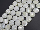 Mother of Pearl, MOP, White, 15mm Coin-BeadBasic