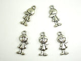 Boy Charms, Zinc Alloy, Antique Silver Tone, 8x19 mm, 20 pcs-BeadBasic