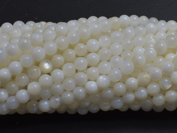 Mother of Pearl, MOP, Creamy White, 4mm, Round