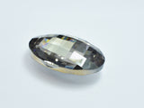 Crystal Glass 36x50mm Faceted Oval Pendant, Gray, 1piece-BeadBasic