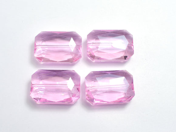 Crystal Glass 18x26mm Faceted Rectangle Beads, Pink, 2pieces-BeadBasic