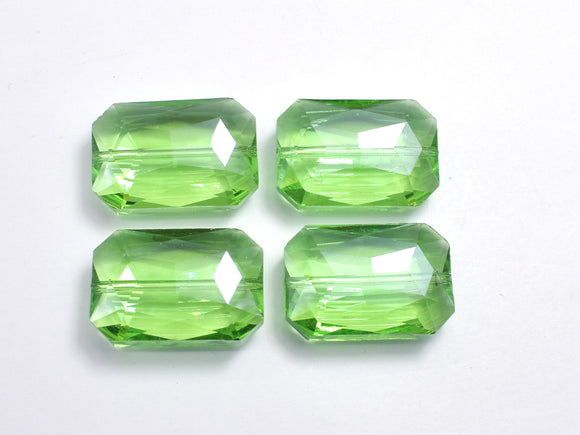 Crystal Glass 18x26mm Faceted Rectangle Beads, Green, 2pieces-BeadBasic