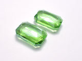 Crystal Glass 18x26mm Faceted Rectangle Beads, Green, 2pieces-BeadBasic