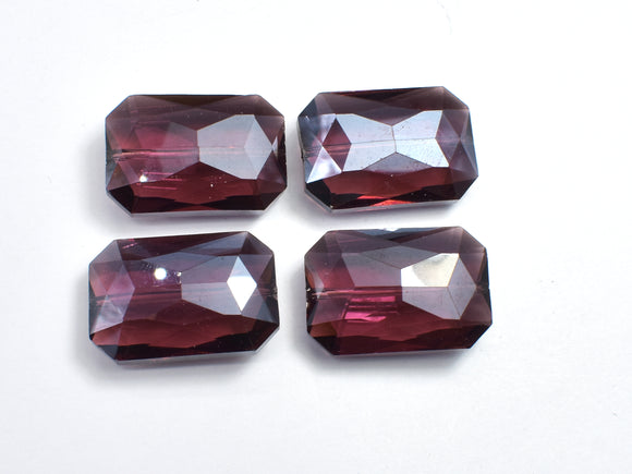 Crystal Glass 18x26mm Faceted Rectangle Beads, Wine Red, 2pieces-BeadBasic