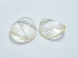Crystal Glass 28mm Twisted Faceted Coin Beads, Light Champagne, 2pieces-BeadBasic