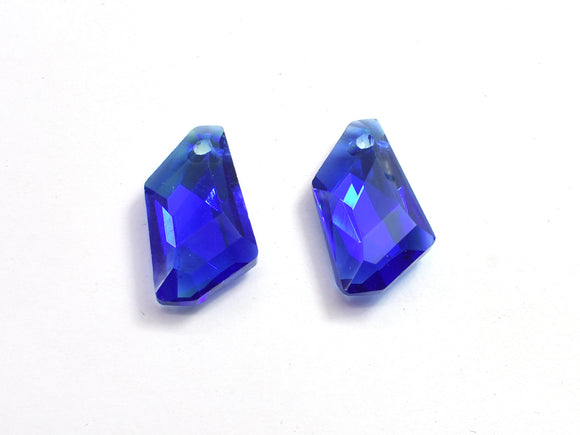 Crystal Glass 12x22mm Faceted Free Form Pendants, Blue, 4pieces-BeadBasic
