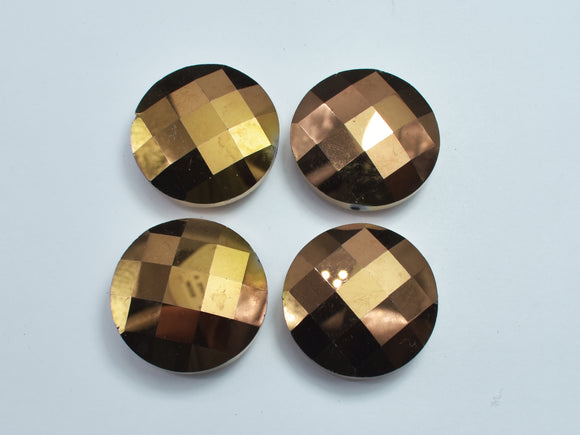 Crystal Glass 30mm Faceted Coin Beads, Brown Coated, 2pieces-BeadBasic