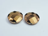 Crystal Glass 30mm Faceted Coin Beads, Brown Coated, 2pieces-BeadBasic