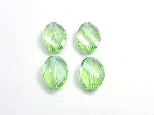 Crystal Glass 13x18mm Twisted Faceted Oval Beads, Green, 4pieces-BeadBasic
