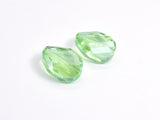 Crystal Glass 13x18mm Twisted Faceted Oval Beads, Green, 4pieces-BeadBasic