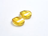 Crystal Glass 13x18mm Twisted Faceted Oval Beads, Yellow, 4pieces-BeadBasic