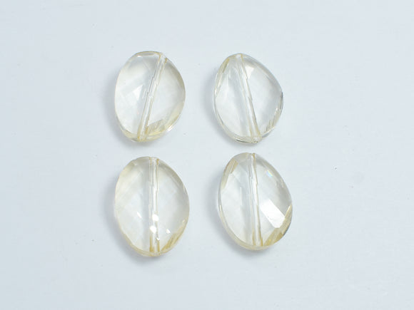 Crystal Glass 13x18mm Twisted Faceted Oval Beads, Light Champagne, 4pieces-BeadBasic