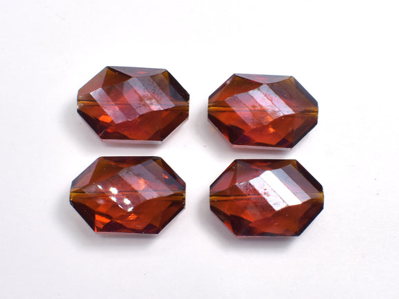 Crystal Glass 17x25mm Faceted Irregular Hexagon Beads, Brown, 2pieces-BeadBasic