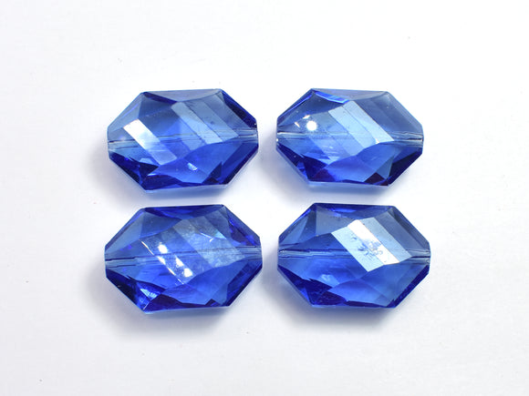 Crystal Glass 17x25mm Faceted Irregular Hexagon Beads, Blue, 2pieces-BeadBasic