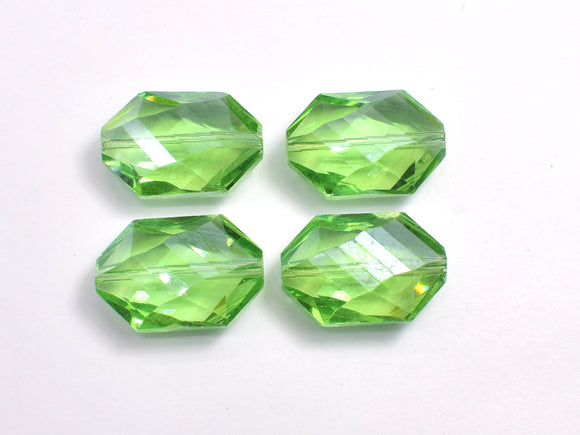 Crystal Glass 17x25mm Faceted Irregular Hexagon Beads, Green, 2pieces-BeadBasic