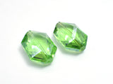 Crystal Glass 17x25mm Faceted Irregular Hexagon Beads, Green, 2pieces-BeadBasic