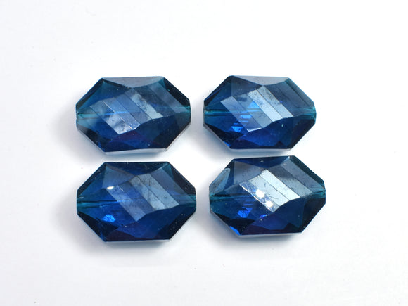 Crystal Glass 17x25mm Faceted Irregular Hexagon Beads, Dark Blue, 2pieces-BeadBasic