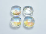 Crystal Glass 20x20mm Faceted Diamond Beads, Clear with AB, 2pieces-BeadBasic