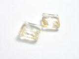 Crystal Glass 13x13mm Faceted Diamond Beads, Light Champagne, 4pieces-BeadBasic