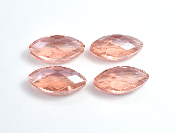 Crystal Glass 12x25mm Faceted Marquise Beads, Peach, 2pieces-BeadBasic