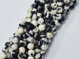 Rain Flower Stone Beads, Black, White, 8mm Round Beads-BeadBasic
