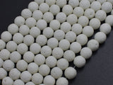 White Lava Beads, 8mm Round Beads, 15 Inch-BeadBasic