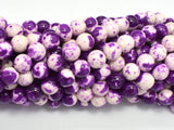 Rain Flower Stone, Purple, White, 8mm Round Beads-BeadBasic