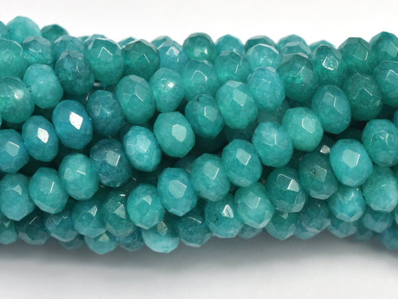 Jade -Teal 3x4mm Faceted Rondelle, 14 Inch-BeadBasic
