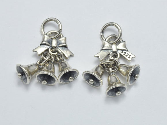 1pc 925 Sterling Silver Charm-Antique Silver, Bell Charm, Approx. 21x12mm, 6mm Bell-BeadBasic