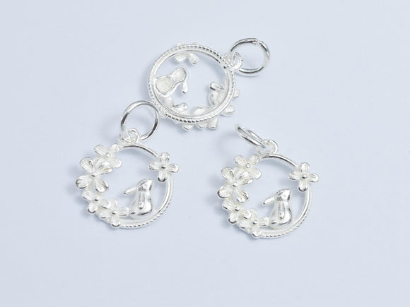 2pcs 925 Sterling Silver Coin Charms, 12mm