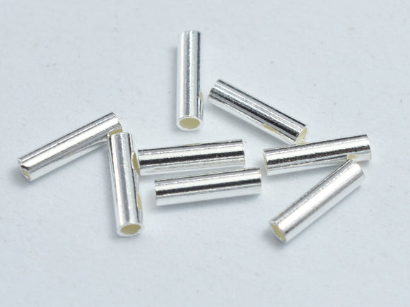 20pcs 925 Sterling Silver Tube, Tube Connector, 1.5x6mm-BeadBasic