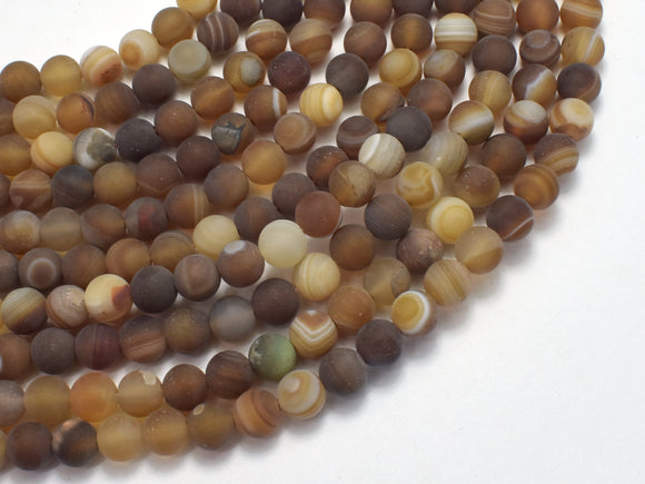 Matte Banded Agate, 6mm Round Beads-BeadBasic