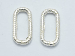 1pc 925 Sterling Silver Twisted Oval Clasp, Spring Gate Oval Clasp 17x9mm-BeadBasic