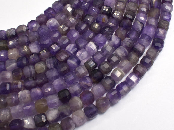 Amethyst, 5.5x5.5mm Faceted Cube Beads, 13 Inch